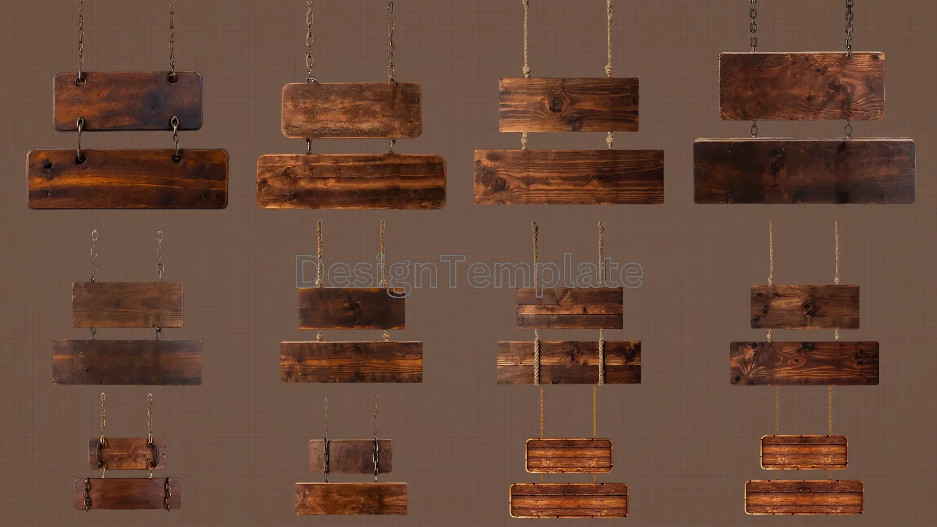 Elegant Wooden Rustic Signboard 3D Elements